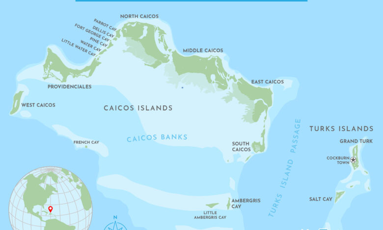 turks and caicos on map